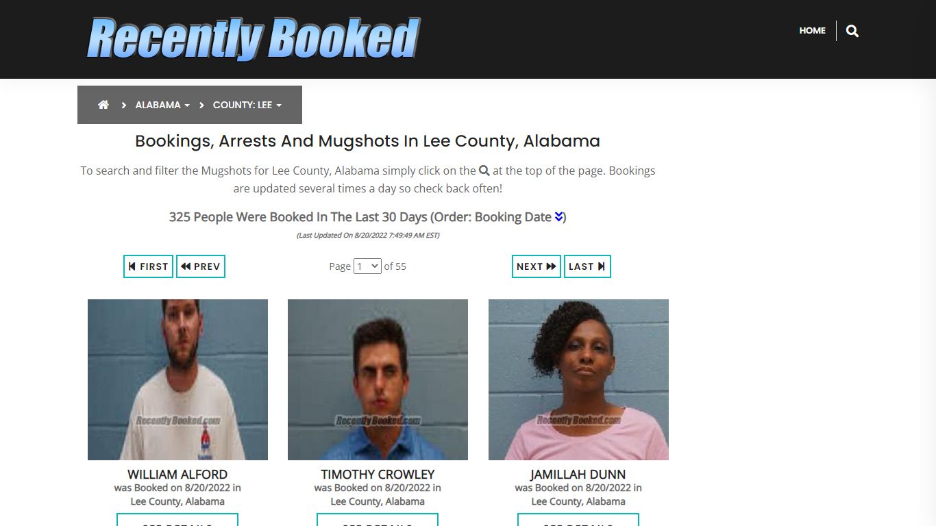 Recent bookings, Arrests, Mugshots in Lee County, Alabama